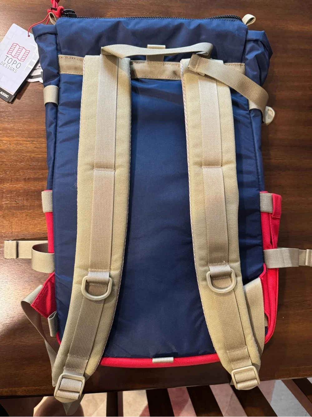 Topo Designs Backpack Rover Pack Classic (20L) in the Navy/Red colorway